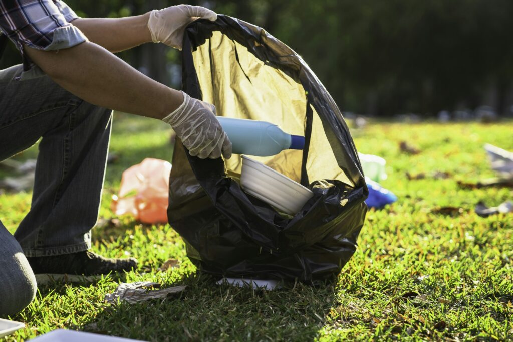 Collecting the garbage and separating waste to freshen the problem of environmental pollution and gl